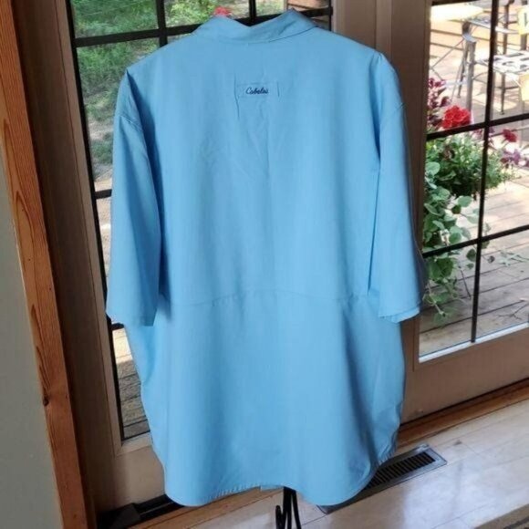 Cabela's Guidewear Fishermen Vented Lt. Blue Casual Button Down SS Sz. XXL Shirt - Picture 5 of 15